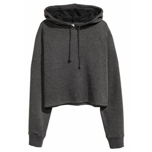 H&M Cropped Hoodie - Dark Grey/Black